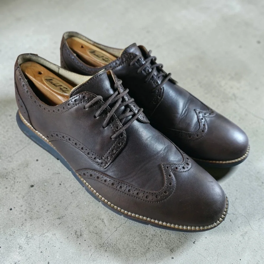 Cole Haan Grandsprint II Shoes Mens 9.5 M Brown Leather Wingtip‎ Grand OS C12697